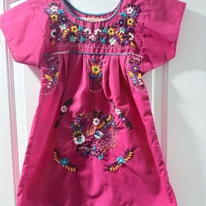 Embroidered Pink Kids Dress